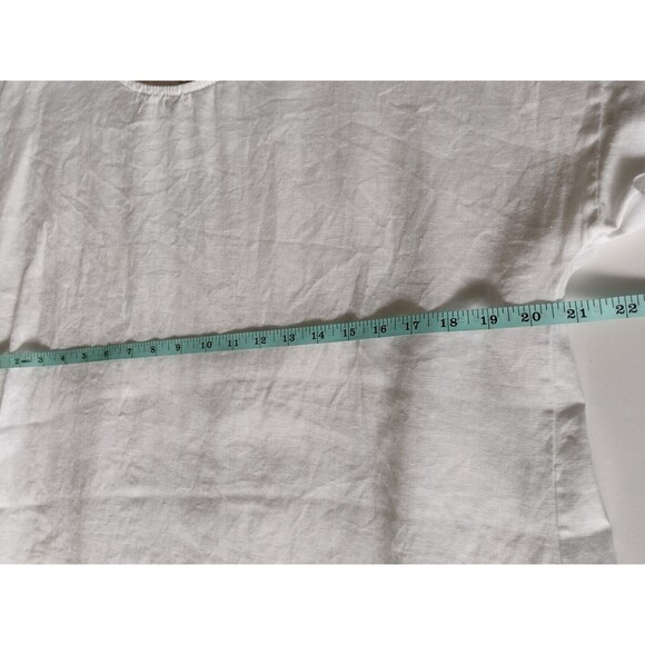 Terzo Millennio 100% Linen Tunic Button Back Top High/Low Italy White M Luxury - Picture 7 of 7